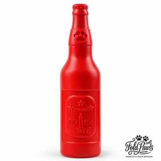 Fold Paws Drink Me Bottle Dog Chew Toy - Red Bottle Toy for Dogs