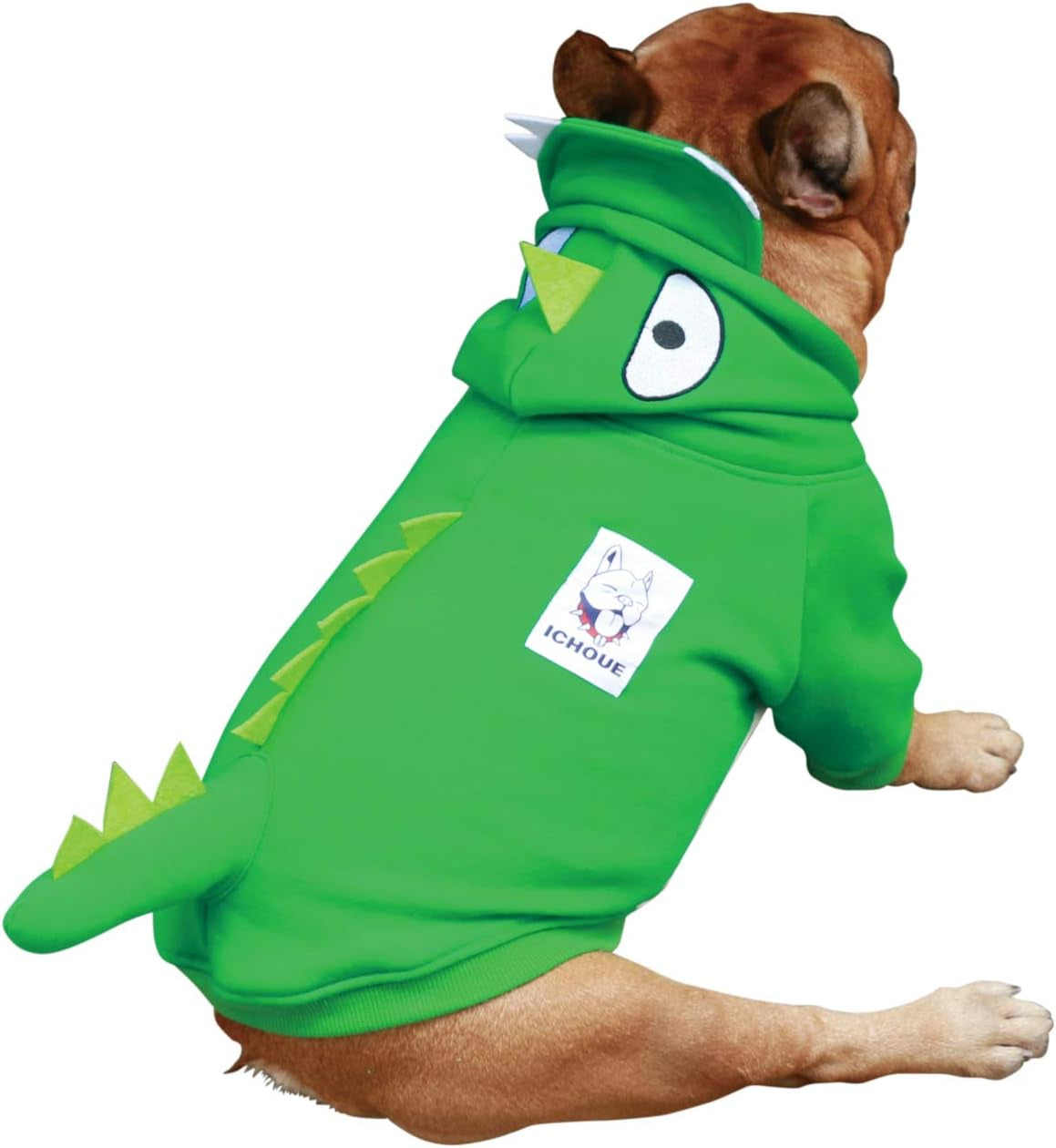 Ichoue I Am a French Bulldog Dinosaur Dog Halloween Costumes Clothes Sweater Cute Funny for Small Dogs Cold Weather Winter Coats Hoodies Frenchie English Pug Pitbull Corgi Puppy - Green/Medium