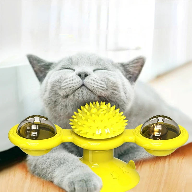 Windmill Cat Toy Interactive Pet Toys for Cats Puzzle Cat Game Toy with Whirligig Turntable for Kitten Brush Teeth Pet Supplies