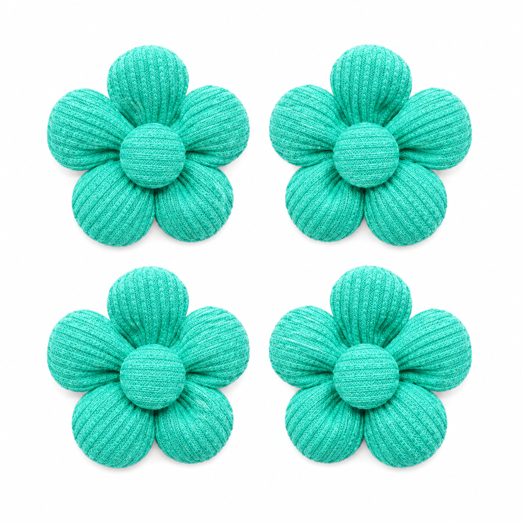Fold Paws Flower Dog Bows – Pack of 4 Cute Ribbed Pet Bows