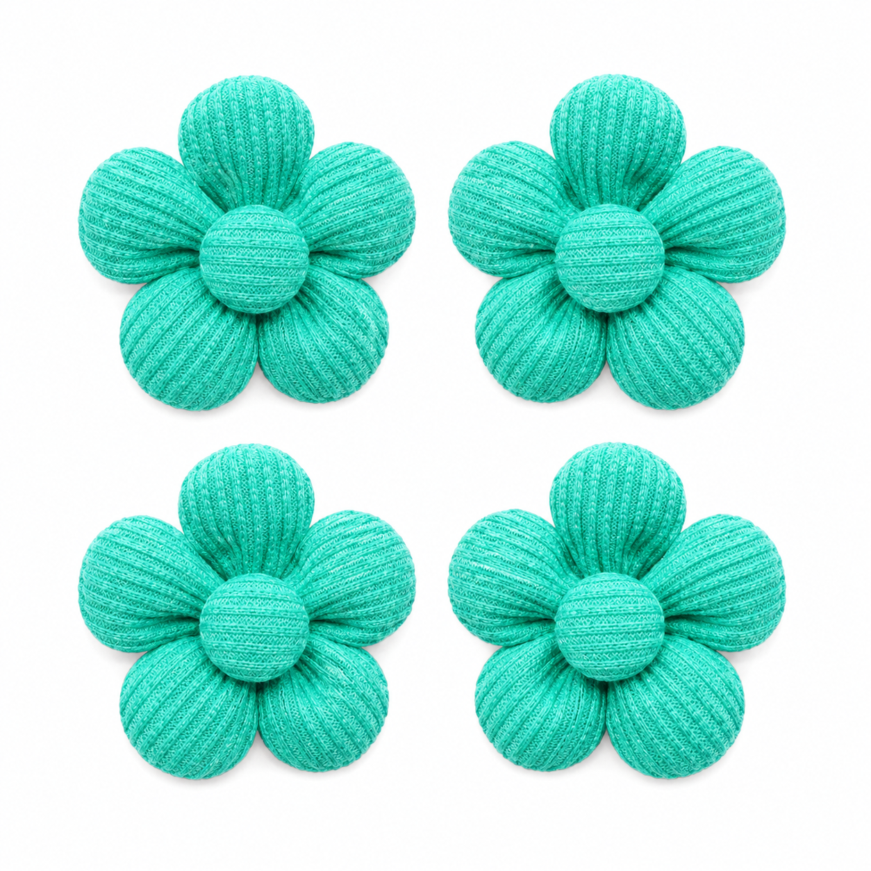 Fold Paws Flower Dog Bows – Pack of 4 Cute Ribbed Pet Bows