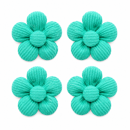 Aqua flower pet barrettes pack of 4 with Fold Paws logo
