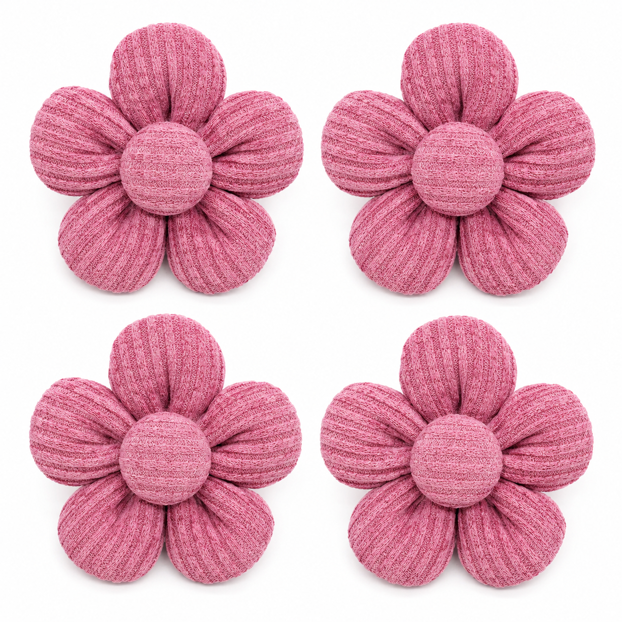 Fold Paws Flower Dog Bows – Pack of 4 Cute Ribbed Pet Bows