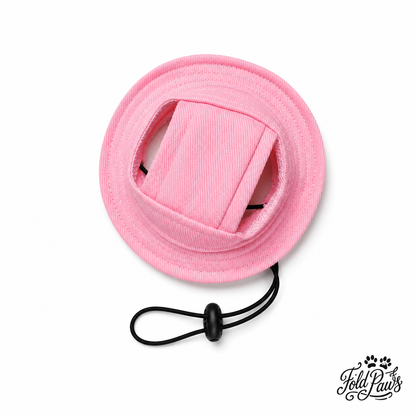 Pink Fold Paws cat bucket hat for cats and small pets