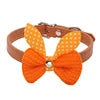 Economical Small Dogs Accessories Cute Solid Pattern Knit Bowknot PU Pet Collars