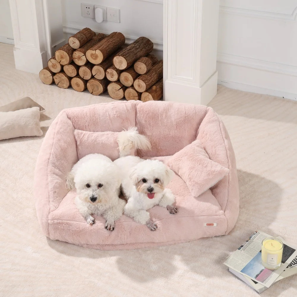 UFBemo Hot Sale Comfortable Dog Bed Super Soft Pet Sofa Bolster Couch Dog Bed with Removable & Washable Cover
