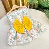 Spring Summer Cute Dog Dress Embroidered Lovely Princess Vest Dresses Pet Clothes Suspender Mesh Skirt Cat Camisole Bow Tie