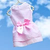 Spring Summer Cute Dog Dress Embroidered Lovely Princess Vest Dresses Pet Clothes Suspender Mesh Skirt Cat Camisole Bow Tie