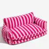Luxury Trendy Striped Faux Lambswool Double Layer Orthopedic Dog Sofa Bed Plush Material Solid Dog Bed