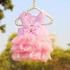 Spring Summer Cute Dog Dress Embroidered Lovely Princess Vest Dresses Pet Clothes Suspender Mesh Skirt Cat Camisole Bow Tie