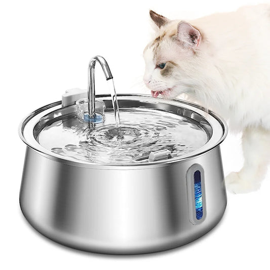 Stainless Steel 4L Cat Water Fountain – Ultra Quiet Automatic Pet Water Dispenser with Filter for Dogs & Cats - Fold Paws