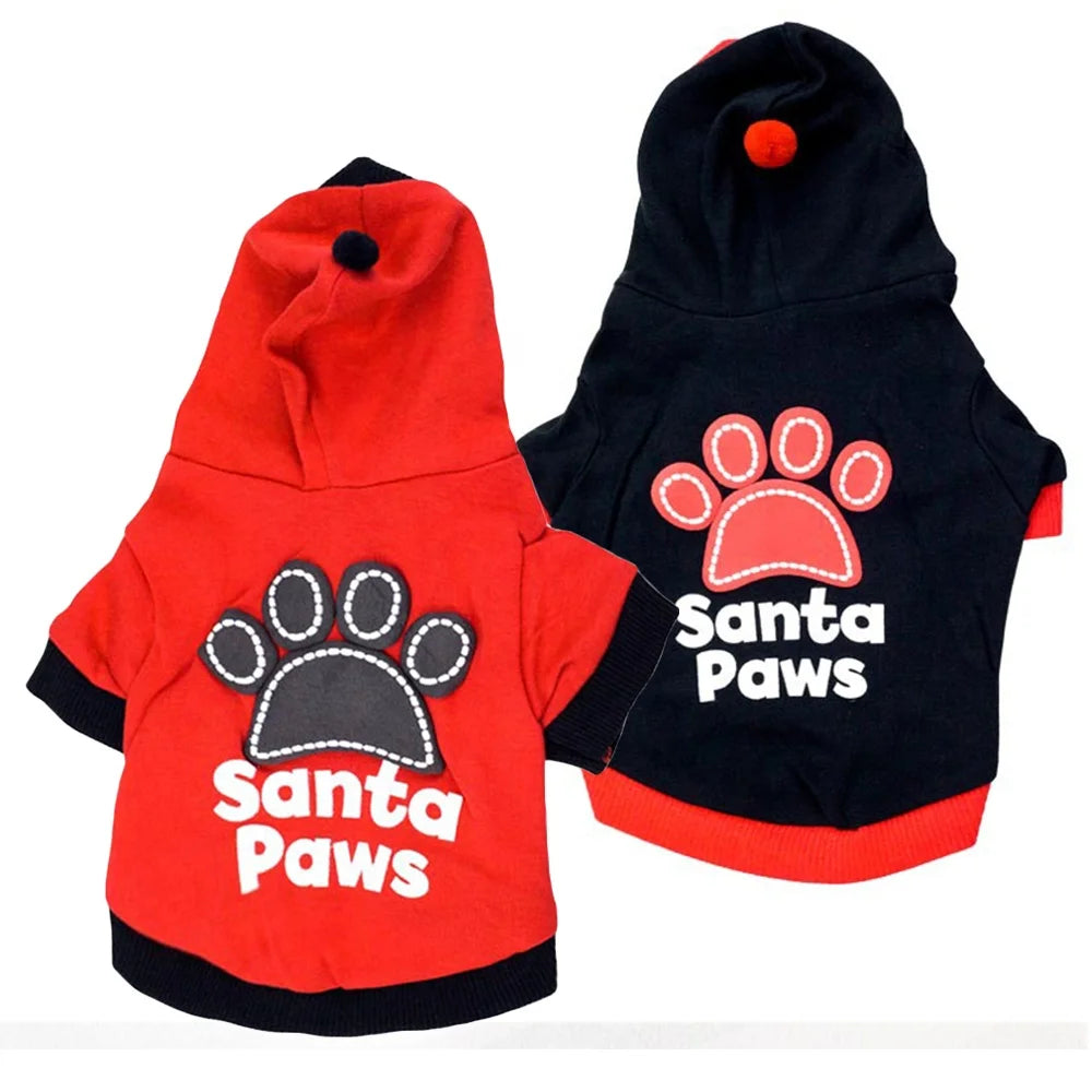 Christmas Santa Paws Printed Dog Clothing Custom Size Cotton Polyester Sweater Hoodie Modern Classic Western Cute Pet Shirt