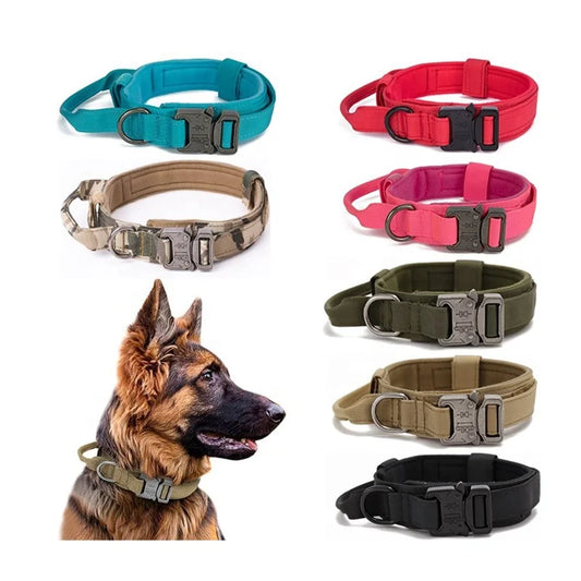 Tactical Dog Collar & Leash Set – Heavy-Duty Metal Buckle Training Gear for Large Dogs - Fold Paws