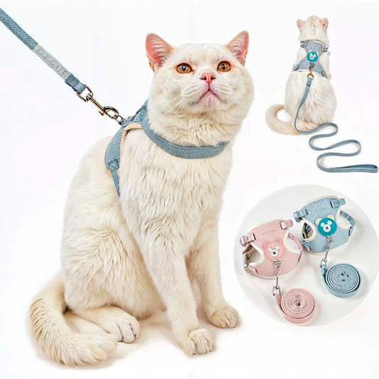 Small Cat Harness & Leash Set – Adjustable Escape-Proof Cute Vest for Kittens & Petite Pets - Fold Paws