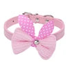 Economical Small Dogs Accessories Cute Solid Pattern Knit Bowknot PU Pet Collars