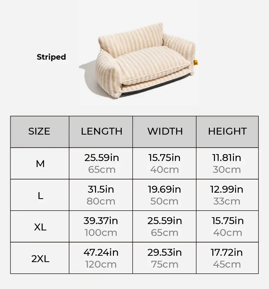 Luxury Trendy Striped Faux Lambswool Double Layer Orthopedic Dog Sofa Bed Plush Material Solid Dog Bed