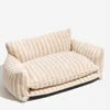 Luxury Trendy Striped Faux Lambswool Double Layer Orthopedic Dog Sofa Bed Plush Material Solid Dog Bed