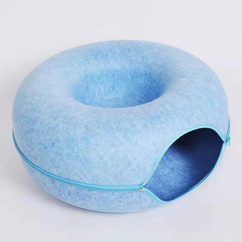2023 New Design Pet Product Accessories Washable Cat Play Tunnels Felt Donut Cat Tunnel Bed Pets House Donut Pet Bed