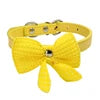 Economical Small Dogs Accessories Cute Solid Pattern Knit Bowknot PU Pet Collars
