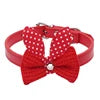 Economical Small Dogs Accessories Cute Solid Pattern Knit Bowknot PU Pet Collars
