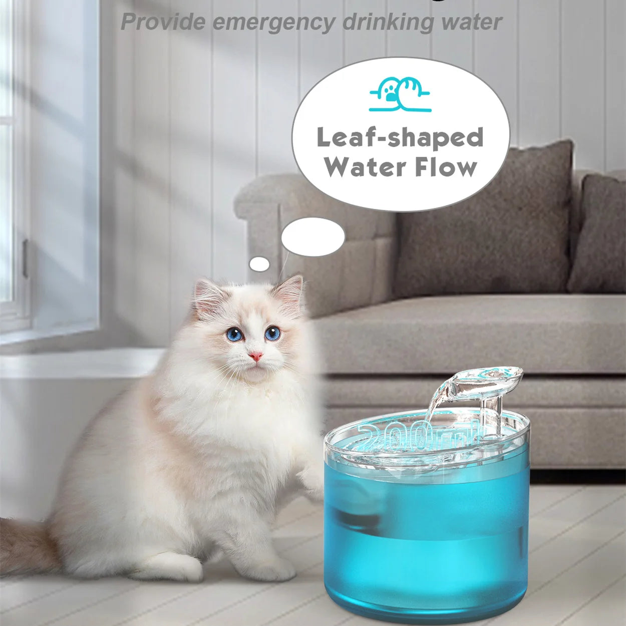 Automatic Cat Water Fountain with Leaf Shape Kit - Quiet Bottom Suction Pet Water Dispenser