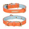 Leather Luxury, Custom Name Dog Collar Comfortable Pet Collars with Rivet Decoration Solid Pattern Anti-Lost Feature
