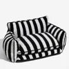 Luxury Trendy Striped Faux Lambswool Double Layer Orthopedic Dog Sofa Bed Plush Material Solid Dog Bed