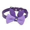 Economical Small Dogs Accessories Cute Solid Pattern Knit Bowknot PU Pet Collars
