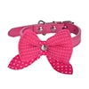 Economical Small Dogs Accessories Cute Solid Pattern Knit Bowknot PU Pet Collars