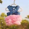 Spring Summer Cute Dog Dress Embroidered Lovely Princess Vest Dresses Pet Clothes Suspender Mesh Skirt Cat Camisole Bow Tie