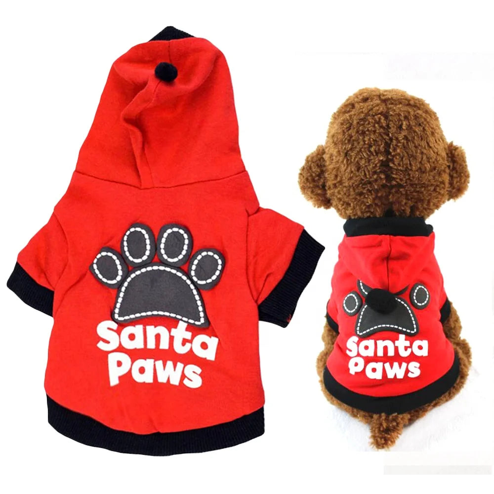 Christmas Santa Paws Printed Dog Clothing Custom Size Cotton Polyester Sweater Hoodie Modern Classic Western Cute Pet Shirt