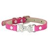 Luxury Shining Bling Bone Shape Rhinestone PU Leather Pet Blank Collar with Solid Pattern Small Dog Cat Collars with Buckle