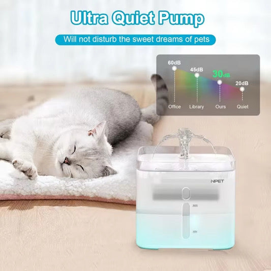 Automatic Cat Water Fountain, 3L/101oz – Triple Filtration, Ultra-Quiet, 3 Flow Modes (Clear)