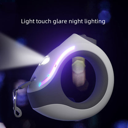 Ring Light Dog Leash Pet Automatic Retractable Tether Glowing Dog Walking Chain Pet Supplies