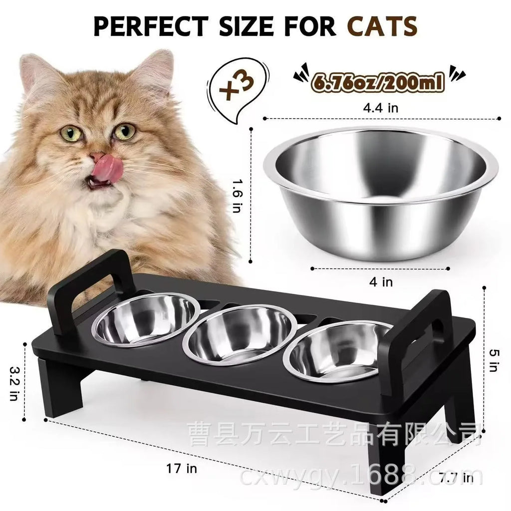 Creative Wooden Cat Bowl Rack Vertical Oblique Neck Protection Pet Food Basin Food Rack Pet Dining Table dog water bottle