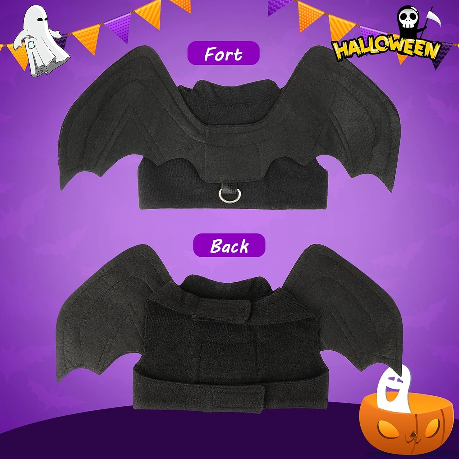 RYPET Cat Halloween Costume - Halloween Bat Wings Pet Costumes for Small Dogs Cats Halloween Party Small