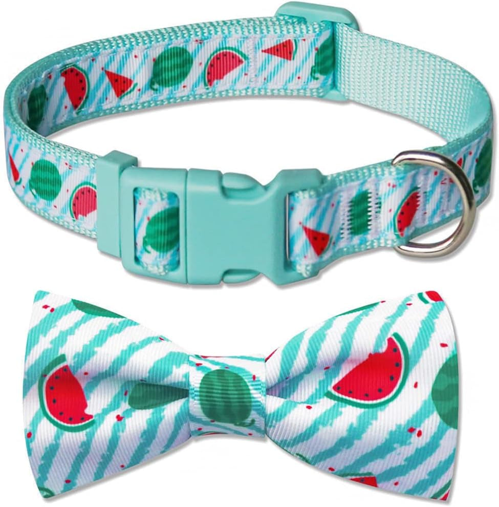 Azuza Christmas Dog Collar, Adjustable Dog Collar with Antler Bow Tie, Snowman Design for Medium Dogs