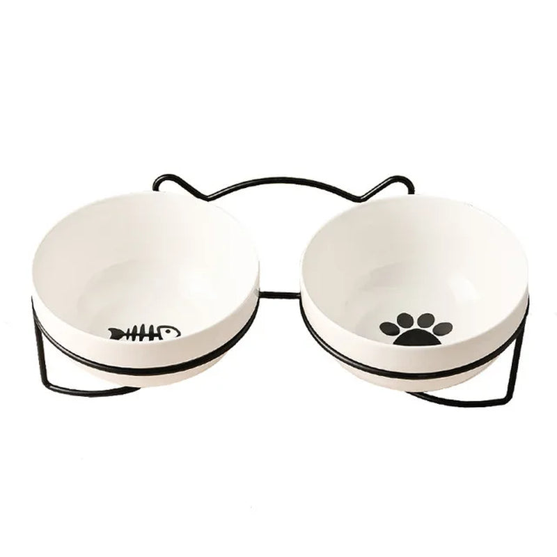 Elevated Ceramic Cat Bowl with 500ML Water Feeder - Perfect for Kittens and Puppies