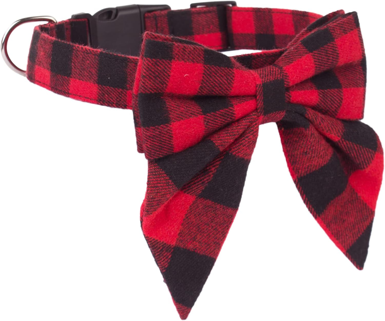 ADOGGYGO Christmas Dog Collar with Bow, Adjustable Red Plaid Bowtie Collar for Large Dogs, Festive Pet Accessory