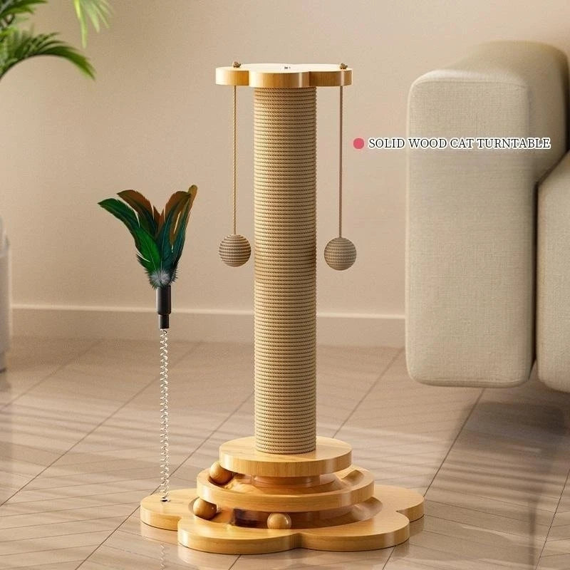 Pet Cat Toy Solid Wood Cat Turntable