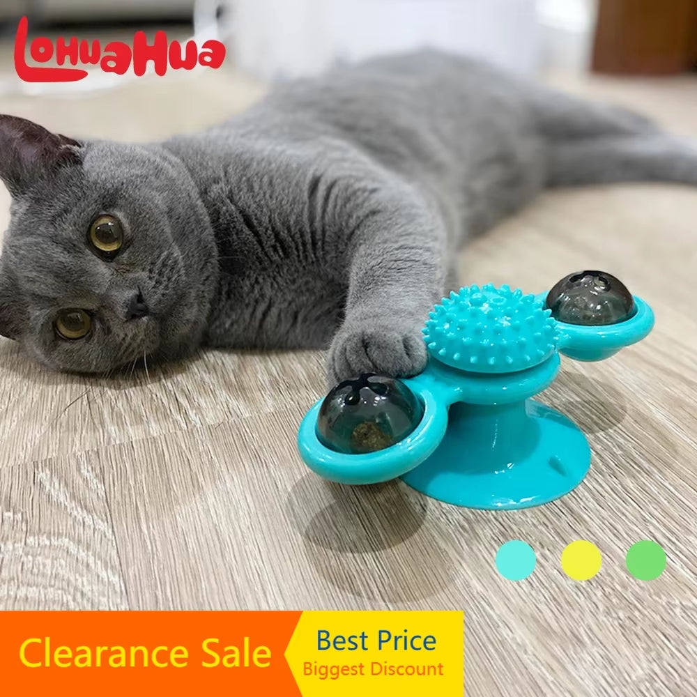 Rotatable Cat Windmill Toy | Fun, Massage, LED & Catnip