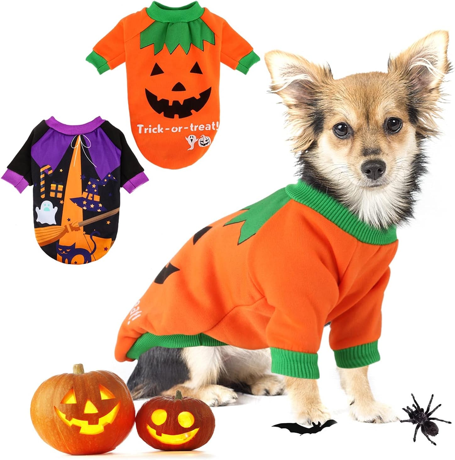 BWOGUE Dog Halloween Shirt Pet Pumpkin Costumes Pet Clothes Funny T-Shirt for Small Dogs and Cats Halloween Cosplay Holiday Festival Party