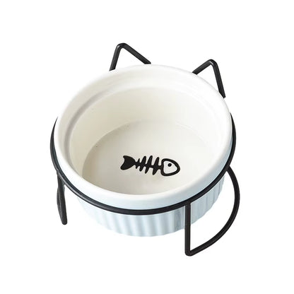 Single or Double Tilt Bowl Ceramic Bowl for Dog Cat Puppy Kitten Elevated Food Feeder Drinker Pet Water Bowl Pet Supplies