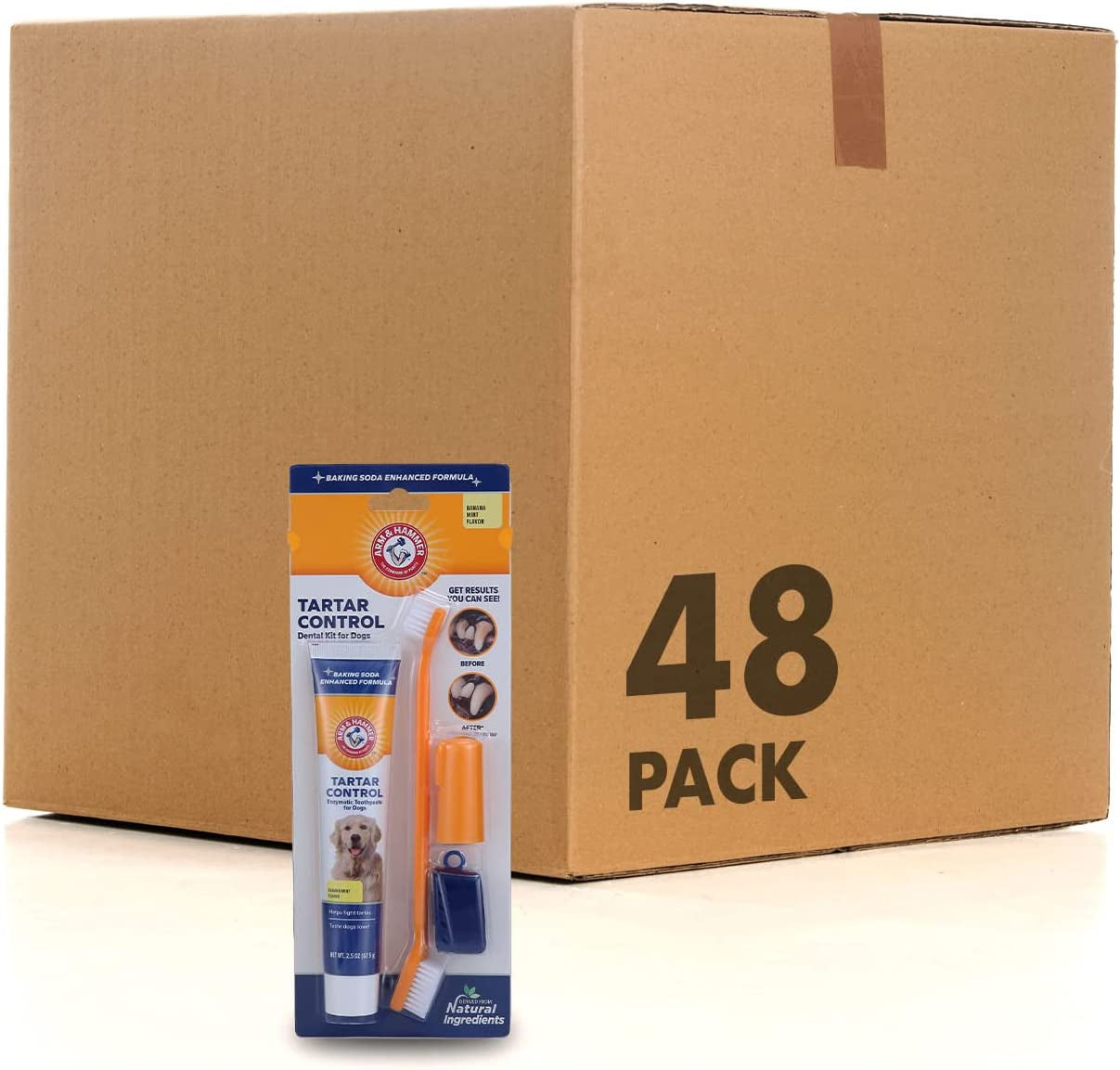 Arm & Hammer for Pets Tartar Control Kit for Dogs | Contains Toothpaste, Toothbrush & Fingerbrush | Reduces Plaque & Tartar Buildup, 3-Piece Kit, Banana Mint Flavor