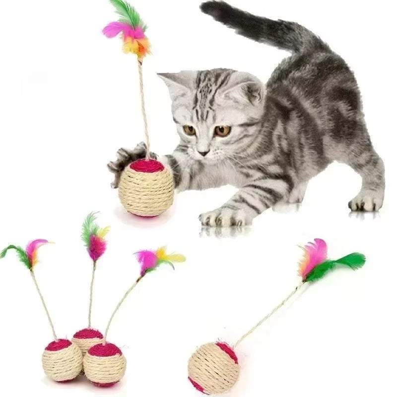 1Pc Cat Toy Sisal Scratching Ball Training Interactive Toy for Kitten Pet Cat Supplies Feather Toy Cat Toys Interactive