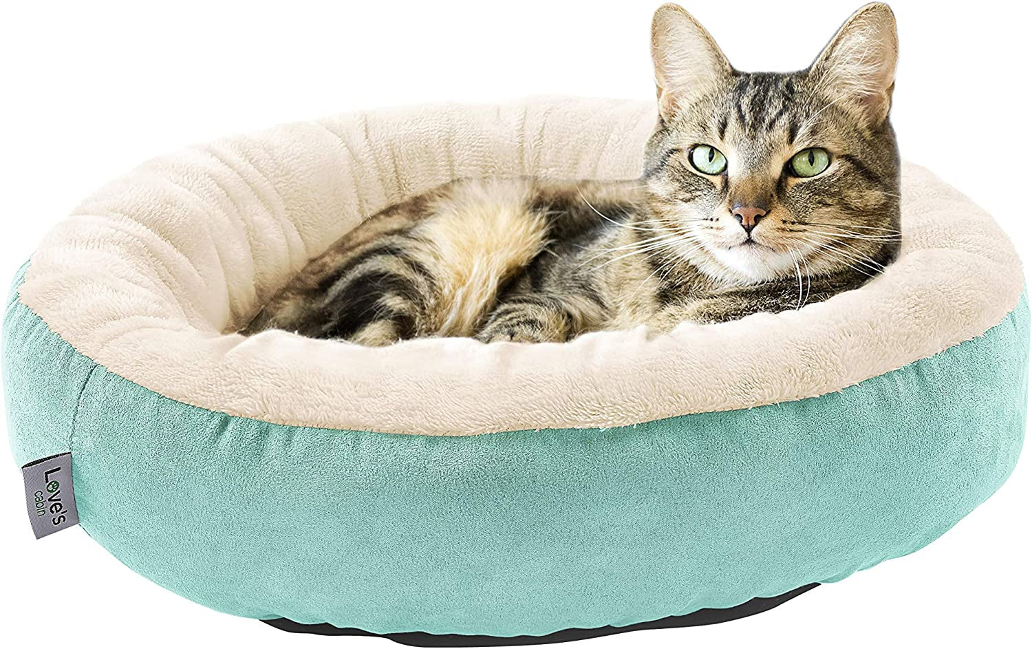 Love'S Cabin round Donut Cat and Dog Cushion Bed, 20In Bed for Cats or Small Dogs, Anti-Slip & Water-Resistant Bottom, Super Soft Durable Fabric Pet Beds, Washable Luxury Cat & Dog Bed Gray