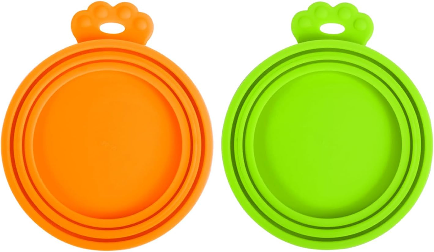 Petbonus 4 Packs Silicone Pet Can Lids, Dog Cat Food Can Cover, Universal Size Can Tops, 1 Fit 3 Standard Size Food Cans, BPA Free Dishwasher Safe (Blue, Green, Orange, Pink)