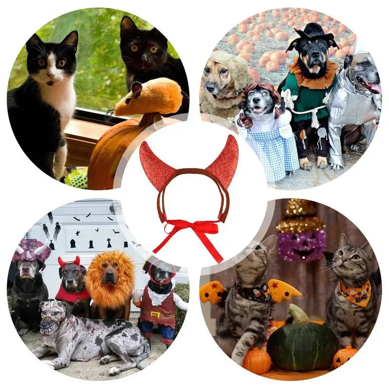 Pet Cosplay Costume Halloween Funny Devil Horns Pet Cat Dog Festival Party Clothing Dogs Cosplay Costume for for Cats Dogs