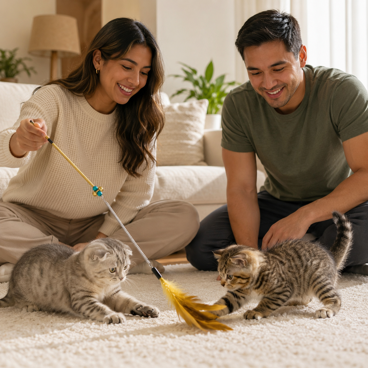 Fold Paws Sparkle & Pounce Interactive Feather Wand Cat Toy