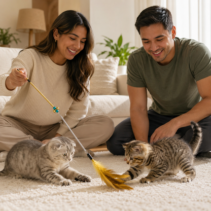 Fold Paws Sparkle & Pounce Interactive Feather Wand Cat Toy